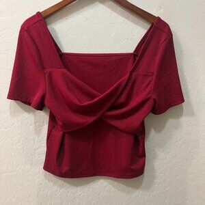 SHEIN Curve 0XL Flirty Romantic Red Plus Sz Sweetheart Ribbed CropTop Date Night